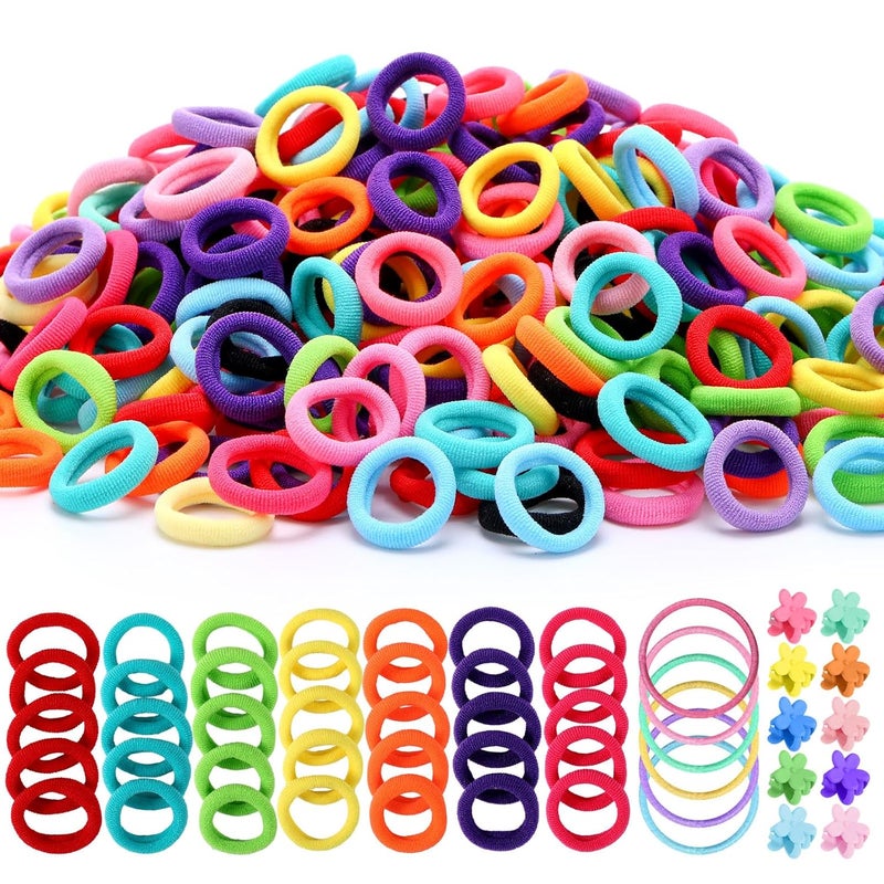 AuraRay 360PCS Soft Cotton Hair Ties for Toddlers & Baby - No Damage Elastics Seamless Ponytail Holders for Little Girls Daily Hair Accessories, Multicolor - Image 1